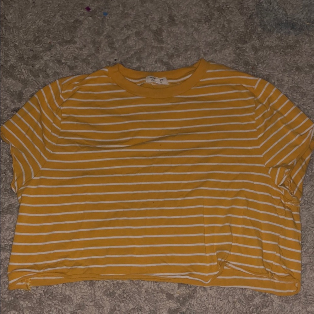 White and Yellow Stripped Crop Top